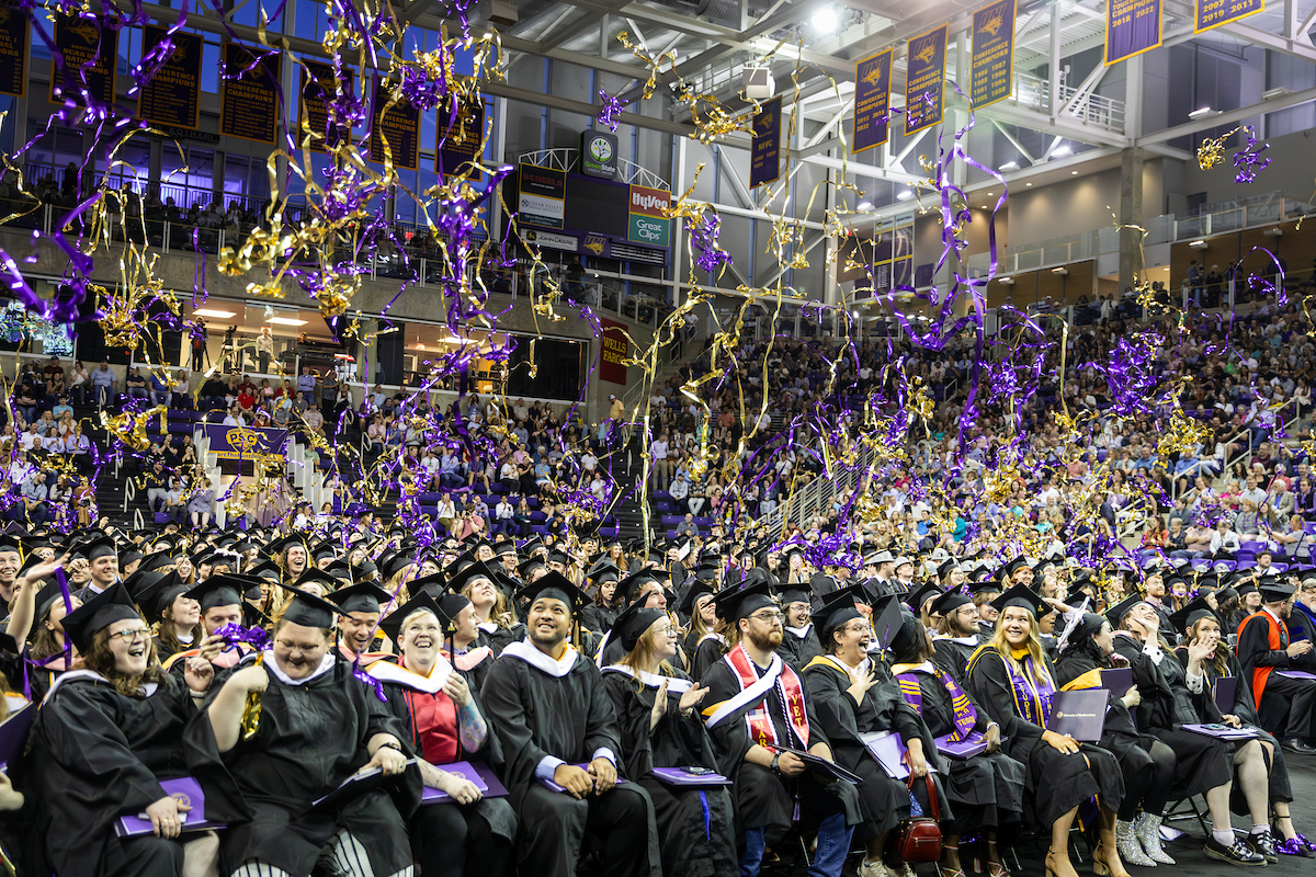 Streamers in the air at Commencement