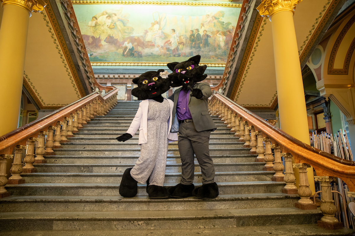 Mascots TK and TC in the Iowa State Capitol