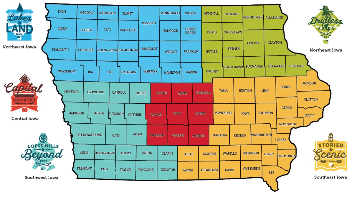 Iowa travel regions
